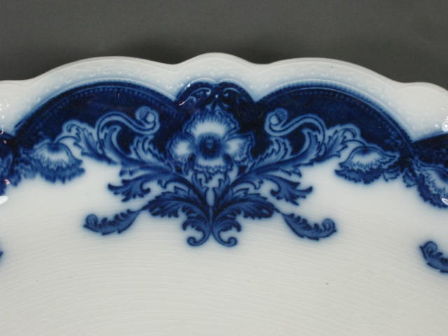Huge Antique 18" Johnson Bros Flow Blue Oregon Pattern Porcelain Serving Platter 1