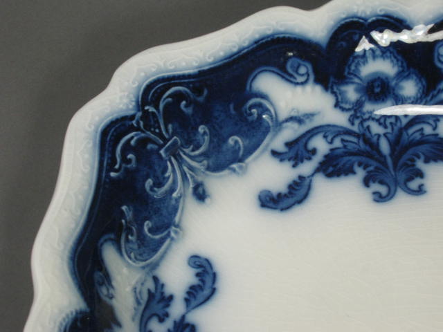 Huge Antique 18" Johnson Bros Flow Blue Oregon Pattern Porcelain Serving Platter 2