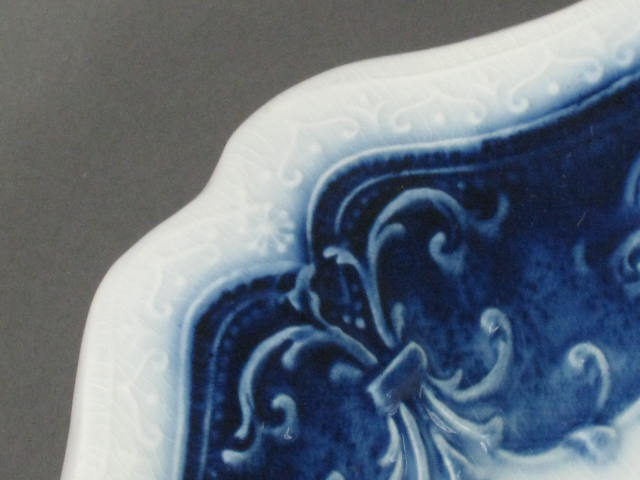 Huge Antique 18" Johnson Bros Flow Blue Oregon Pattern Porcelain Serving Platter 3