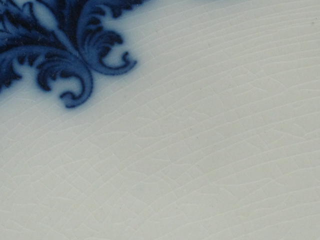 Huge Antique 18" Johnson Bros Flow Blue Oregon Pattern Porcelain Serving Platter 4