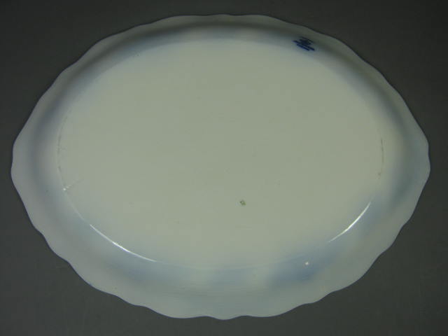 Huge Antique 18" Johnson Bros Flow Blue Oregon Pattern Porcelain Serving Platter 5