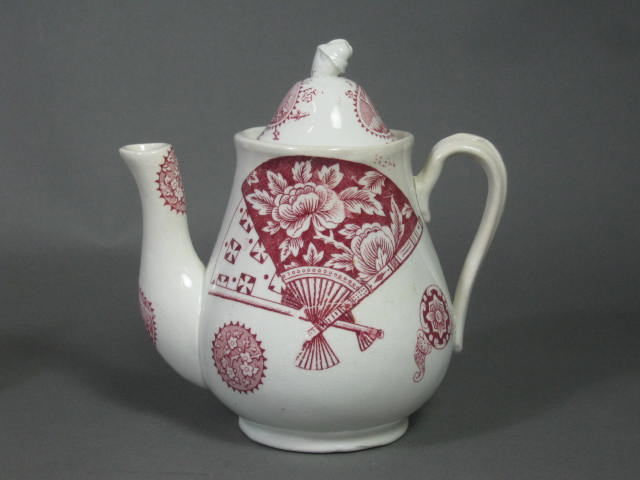 RARE Antique 1800s Staffordshire Childs Tea Set Persia 751 Red Transferware NR! 1