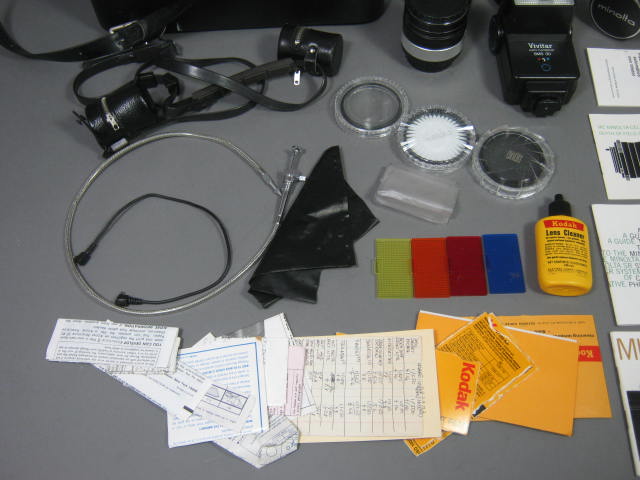 Minolta SRT 101 35mm SLR Film Camera 58mm f/1.4 2.8 Lens Vivitar Flash Case/Bag+ 1