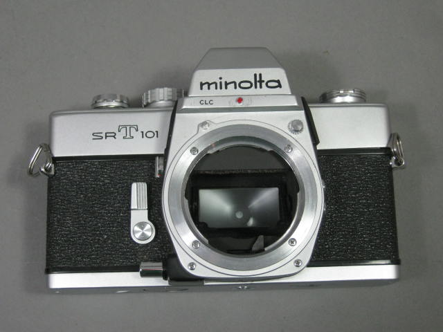 Minolta SRT 101 35mm SLR Film Camera 58mm f/1.4 2.8 Lens Vivitar Flash Case/Bag+ 6