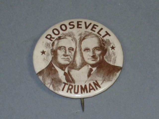 1944 Franklin Roosevelt FDR/Harry Truman Jugate Campaign Pin Pinback Button 1.5"