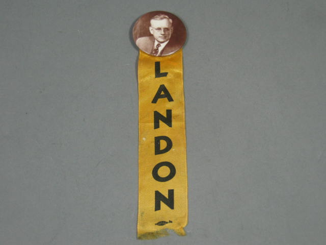 1936 Alf Landon/Frank Knox Political Campaign 1.5" Pin Pinback Button W/ Ribbon