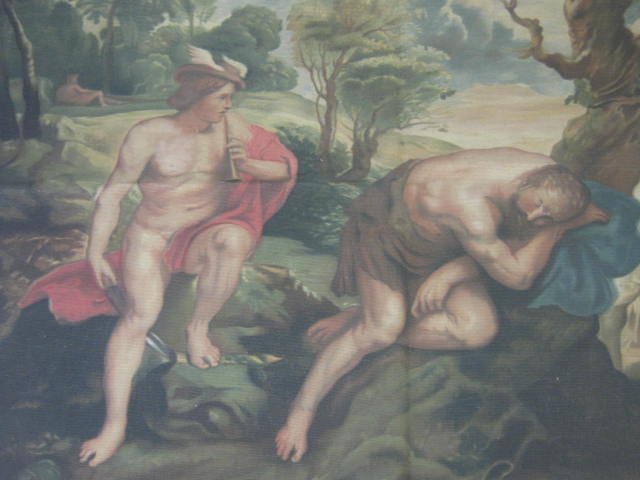 Vtg Antique Wall Hanging Tapestry God Mercury Argus Peter Paul Rubens 32" x 46" 1