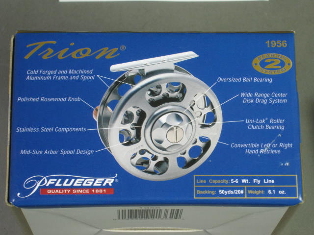 NEW Pflueger Trion 1956 Fly Fishing Reel 5-6 Wt Line Stainless w/Rosewood Knob 4