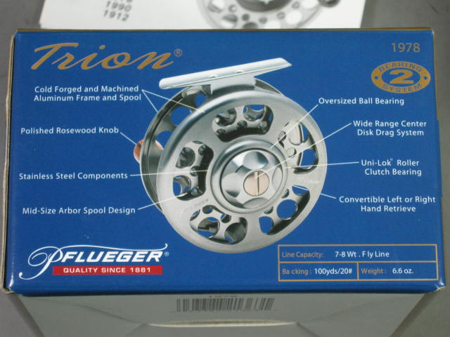 NEW Pflueger Trion 1978 Fly Fishing Reel 7-8 Wt Line Stainless w/Rosewood Knob 4