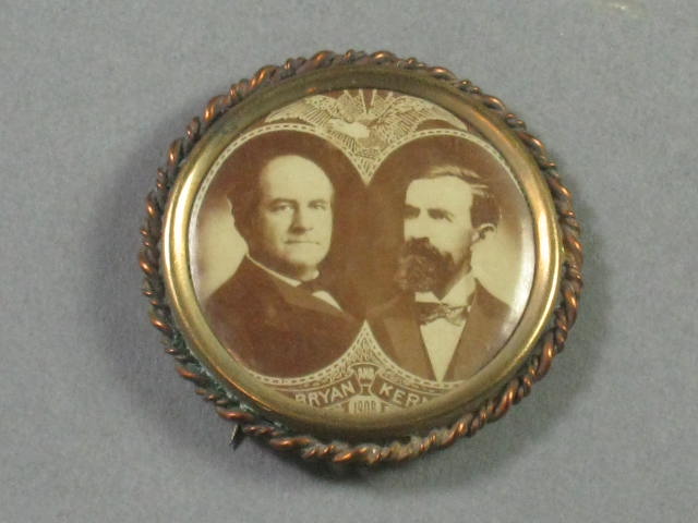 1908 William Jennings Bryan/Kern Political Campaign Jugate Pin Pinback Button NR