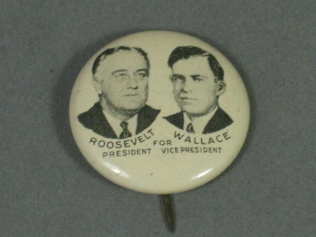 1940 Franklin D Roosevelt FDR/Wallace Campaign Jugate Pin Pinback Button 7/8 NR!
