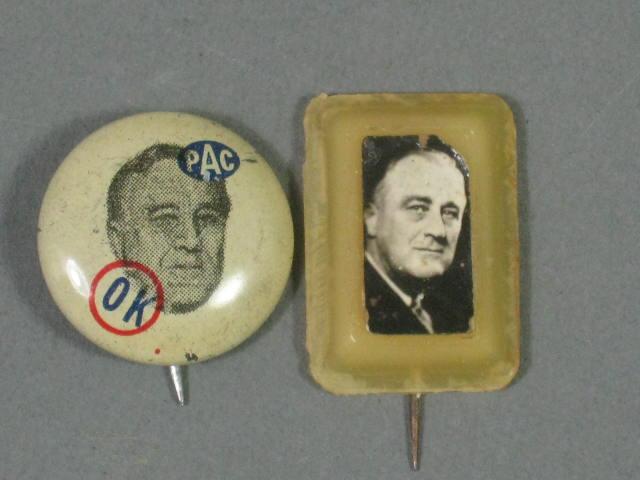 5 1940 Roosevelt FDR/Wallace Campaign Pin Pinback Button Lot Don