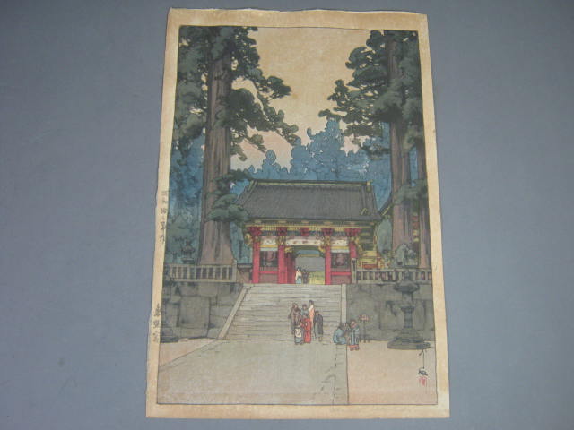 Vtg Original Hiroshi Yoshida Toshogu Shrine Signed Japanese Woodblock Print NR!