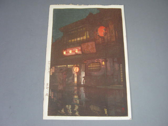 Vtg Original Hiroshi Yoshida Night In Kyoto Signed Japanese Woodblock Print NR!