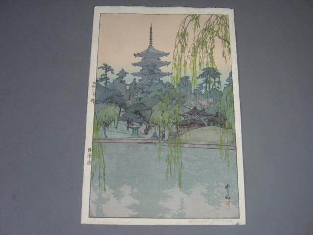 Vtg Original Hiroshi Yoshida Sarusawa Pond Signed Japanese Woodblock Print NR!