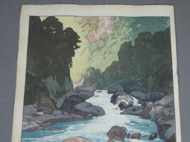 Vtg Original Hiroshi Yoshida Kurobe River Signed Japanese Woodblock Print No Res 1
