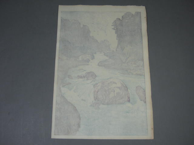 Vtg Original Hiroshi Yoshida Kurobe River Signed Japanese Woodblock Print No Res 8