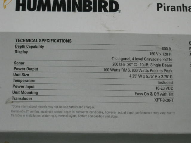 NEW Hummingbird PiranhaMAX 150 Single Beam Fishfinder 600 Foot Depth No Res! 5
