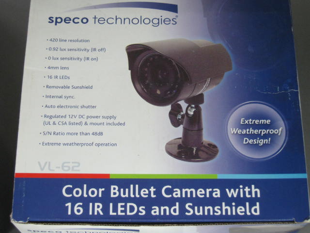 4 Speco Technologies Color Weatherproof Security Cameras HT-7815DNV VL-62 NR! 8