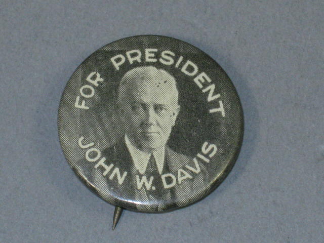 1924 For President John W Davis/Bryan Political Campaign Pin Pinback Button 7/8"