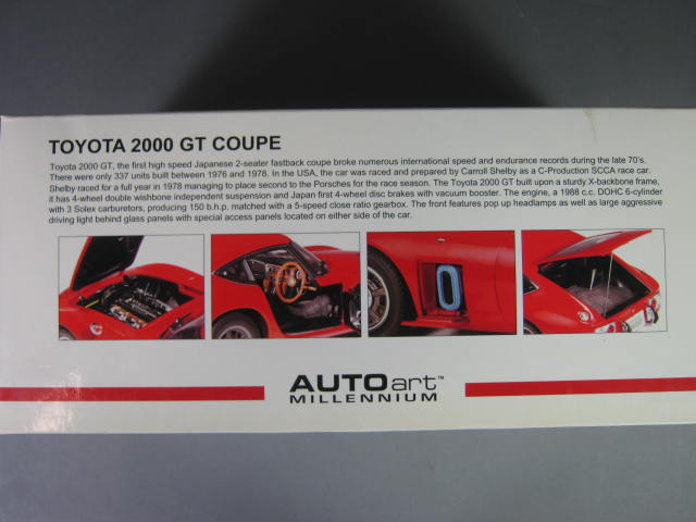 Autoart Millennium Toyota 2000 GT Coupe Diecast Die-Cast 1:18 Scale In Box NR! 4