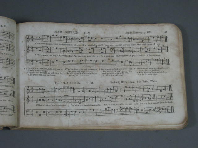 Original Antique 1847 Collins Sacred Harp Psalm Hymn Song Music Book No Reserve 9
