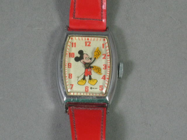 Vtg 1930s 1940s Mickey Mouse Ingersoll US Time Watch Rogers Spoon Lot Orig Box