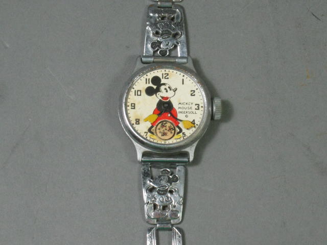 Vtg 1930s 1940s Mickey Mouse Ingersoll US Time Watch Rogers Spoon Lot Orig Box 9