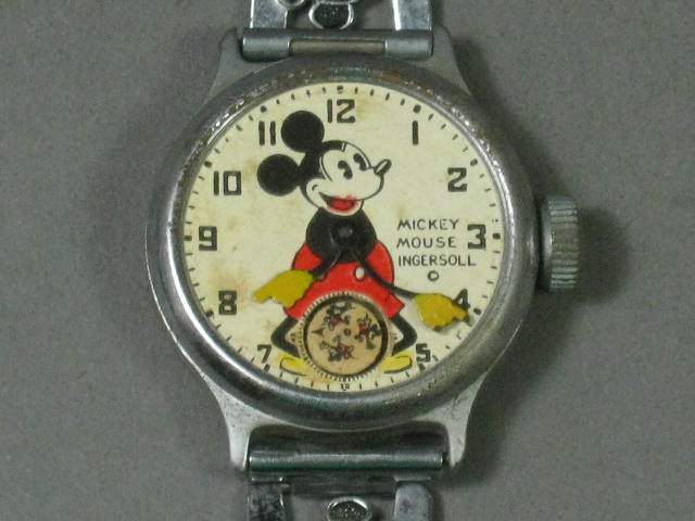 Vtg 1930s 1940s Mickey Mouse Ingersoll US Time Watch Rogers Spoon Lot Orig Box 11