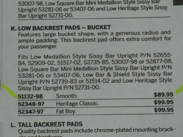 Harley Davidson Backrest Sissy Bar 52735-85 Pad 51132-98 Sideplates 53815-00 +NR 8