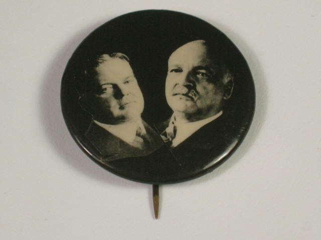 1928 Herbert Hoover/Charles Curtis Jugate Campaign Pin Pinback Button 1 1/4" NR!