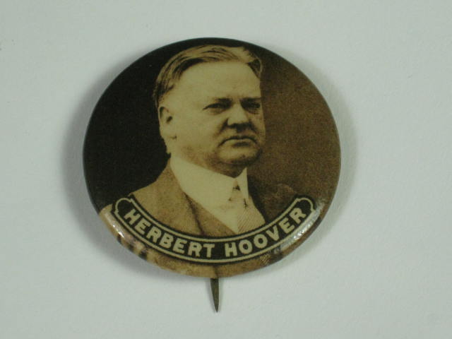 1928 Herbert Hoover/Curtis Sepia Portrait Campaign Pin Pinback Button 1 1/4" NR!