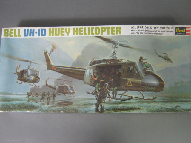 Vtg RARE Sealed 1969 Revell Bell UH1D Huey Helicopter Model Kit 1/32 H286:250 NR 2