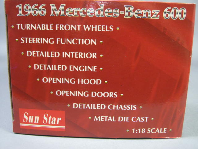2 Sun Star 1966 Mercedes-Benz 600 1999 Lincoln Limousine 1:18 Scale Diecast NR! 5