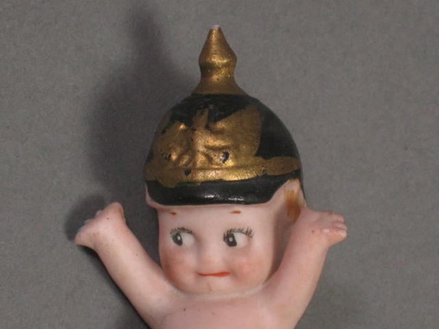 Vtg Antique Bisque Kewpie Prussian Helmet Soldier Doll Figurine Rose O
