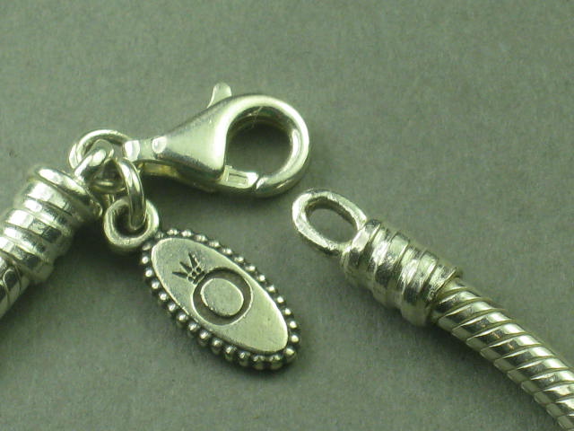 Authentic Pandora Sterling Silver Bracelet W/ 3 925 ALE Murano Glass Beads + Box 5