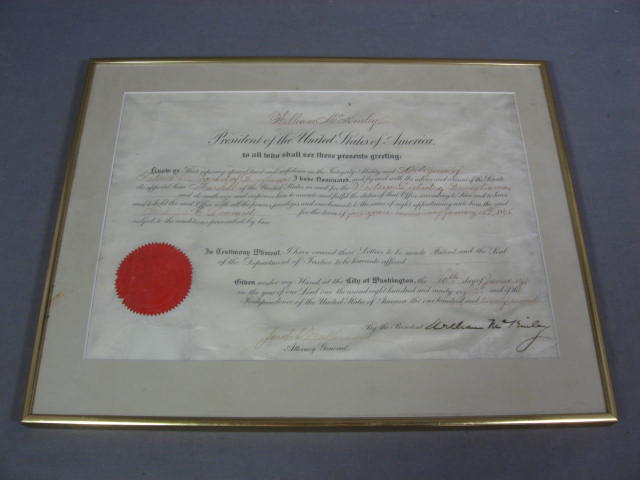 1898 President William McKinley Signed Appointment NR