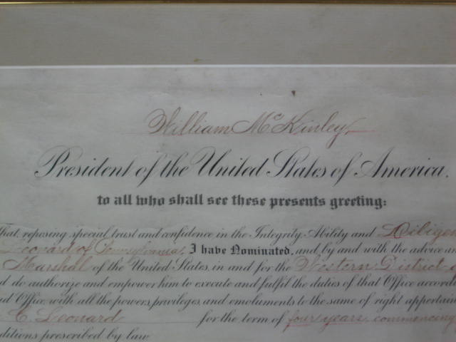 1898 President William McKinley Signed Appointment NR 2