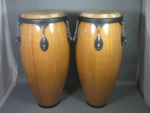 Verve Percussion Wood Wooden Maple 10" Conga 11" Tumba Hand Drum Set W/ Stand NR 4