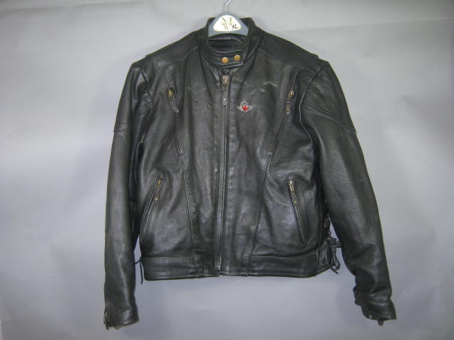 Womens Ladies USA Bikers Dream Apparel Black Leather Motorcycle Jacket Coat XL