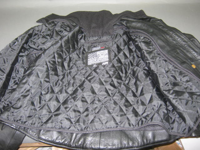 Womens Ladies USA Bikers Dream Apparel Black Leather Motorcycle Jacket Coat XL 6