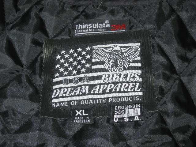Womens Ladies USA Bikers Dream Apparel Black Leather Motorcycle Jacket Coat XL 7