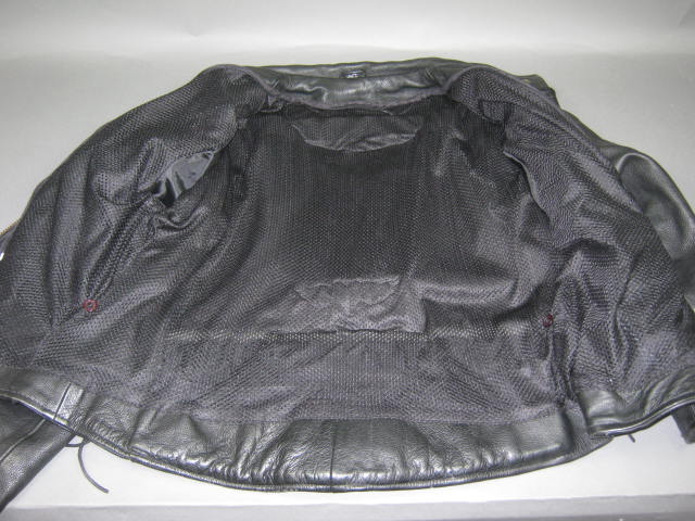 Womens Ladies USA Bikers Dream Apparel Black Leather Motorcycle Jacket Coat XL 8