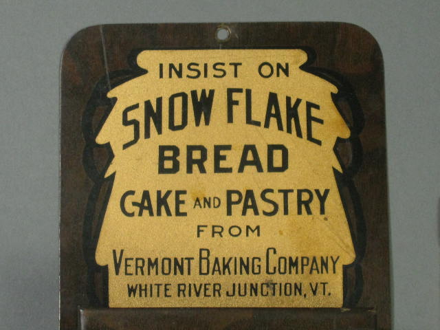 Vtg Antique Vermont Baking Company Tin Advertising Match Holder Safe Striker NR! 1