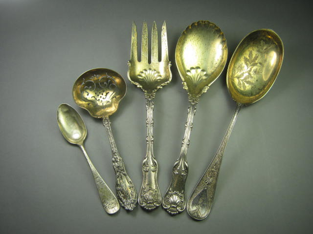 5-pc Antique Sterling Silver Flatware Lot Set 1880 1893 1901 Whiting Smith 11 oz