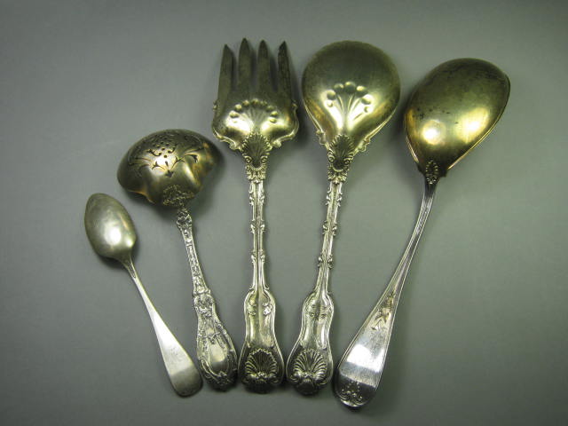 5-pc Antique Sterling Silver Flatware Lot Set 1880 1893 1901 Whiting Smith 11 oz 7