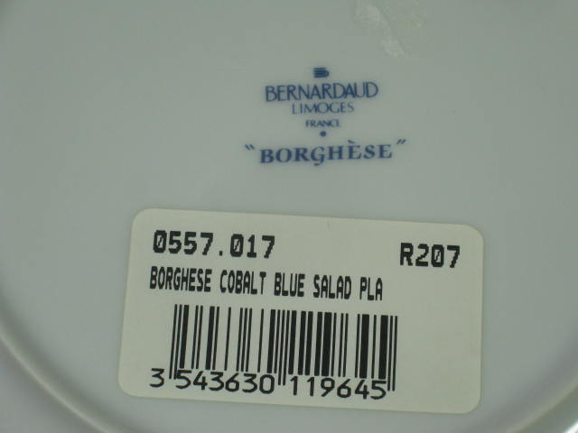 6 Bernardaud Borghese Limoge France Salad Plate Cobalt Royal Dark Blue Set 8.25" 4