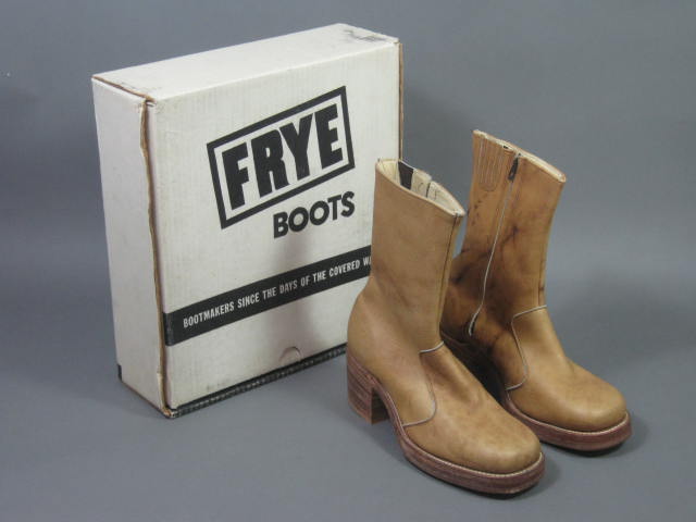 NOS Vintage 1970s Frye Womens Leather Zip-Up Ankle Boots Size 6.5 EE Never Worn!