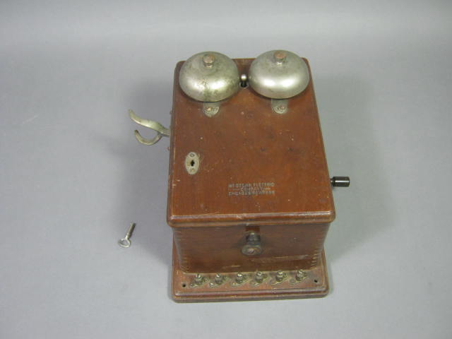 Vtg Antique Western Electric Crank Phone Ringer Bell Box 3 Bar Magneto Generator