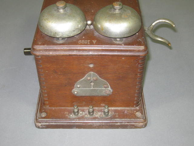 Vtg Antique Western Electric Crank Phone Ringer Bell Box 3 Bar Magneto Generator 5